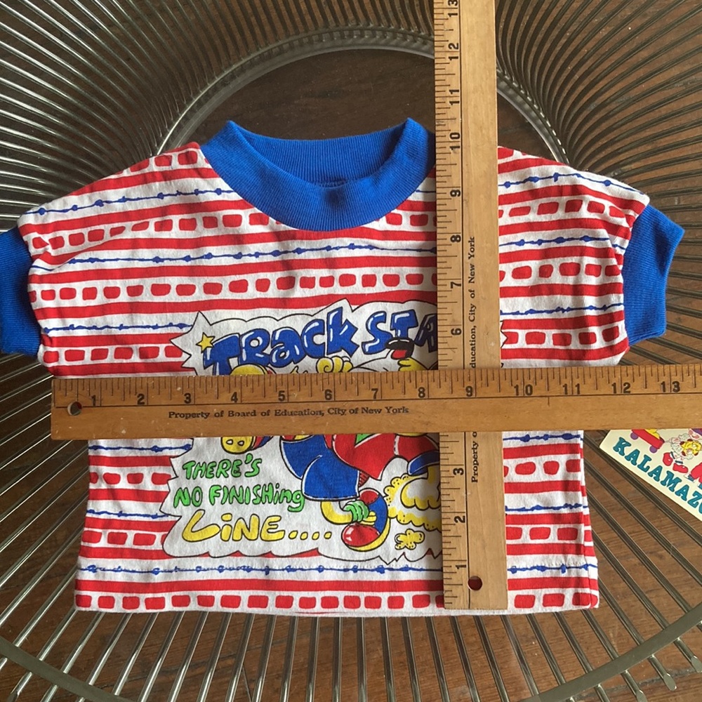 Vintage deadstock 80s graphic cotton tee Track Star sz 12 mos. unisex t shirt - Picture 7 of 7